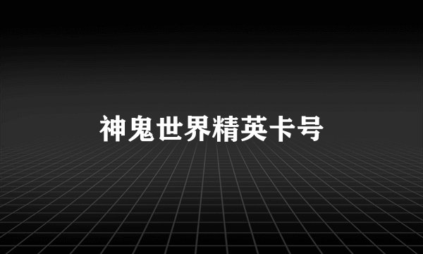 神鬼世界精英卡号