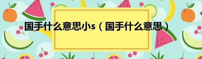 国手什么意思小s（国手什么意思）