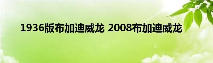 1936版布加迪威龙 2008布加迪威龙