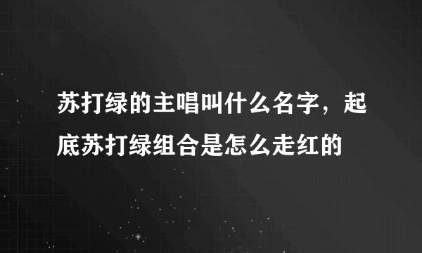 苏打绿的主唱叫什么名字,起底苏打绿组合是怎么走红的