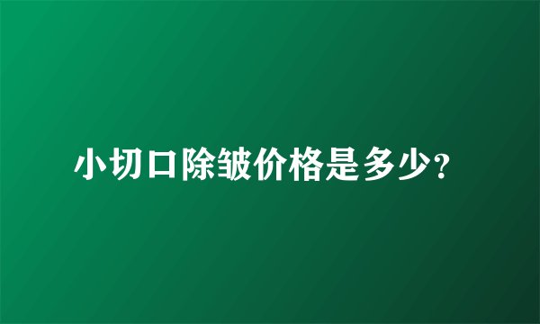 小切口除皱价格是多少？