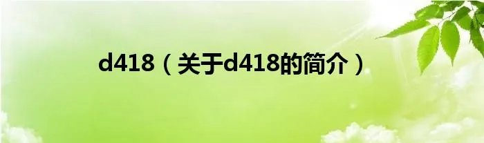 d418（关于d418的简介）