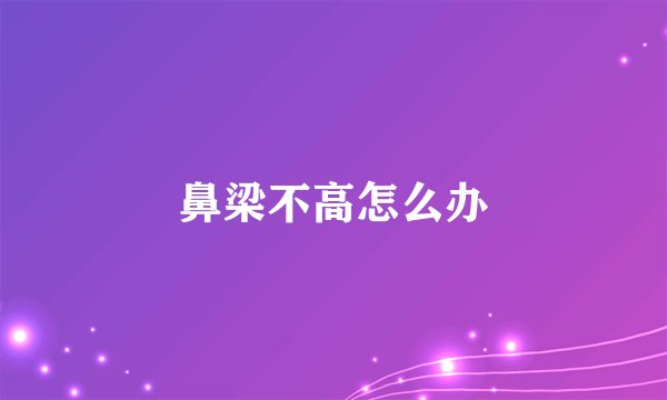 鼻梁不高怎么办