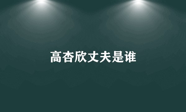 高杏欣丈夫是谁
