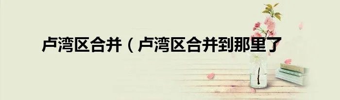 卢湾区合并(卢湾区合并到那里了