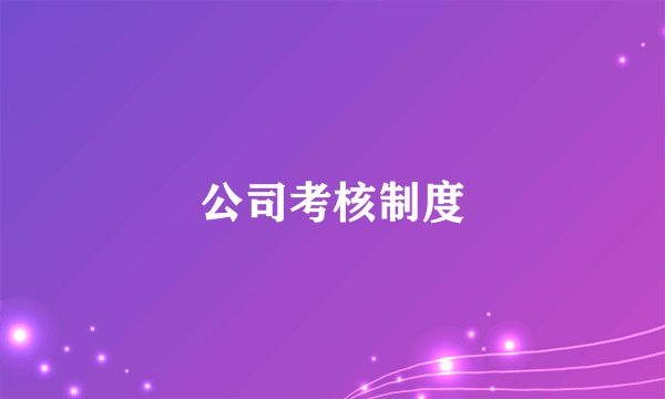 公司考核制度