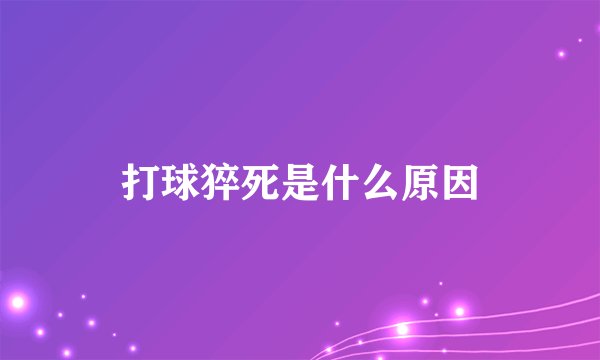 打球猝死是什么原因
