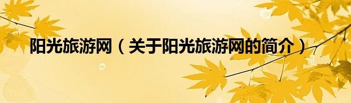 阳光旅游网（关于阳光旅游网的简介）