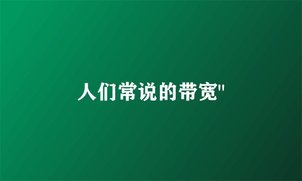 人们常说的带宽
