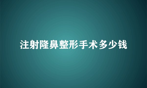 注射隆鼻整形手术多少钱