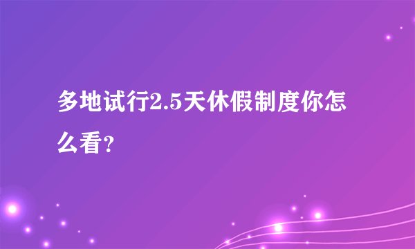 多地试行2.5天休假制度你怎么看?