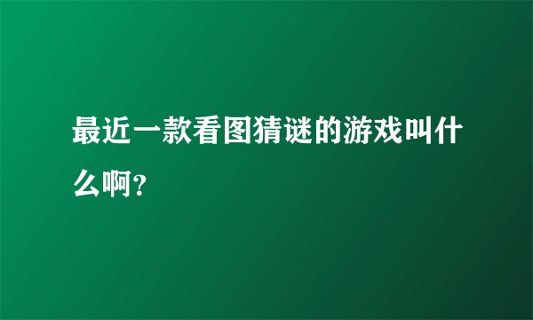 最近一款看图猜谜的游戏叫什么啊？