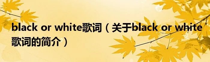 black or white歌词（关于black or white歌词的简介）