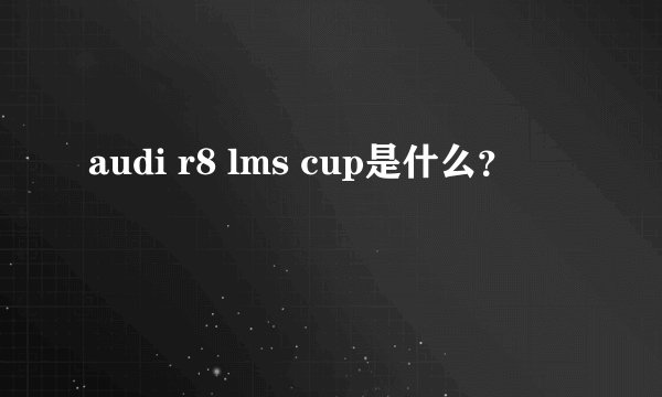 audi r8 lms cup是什么?