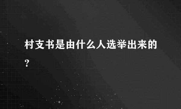 村支书是由什么人选举出来的？