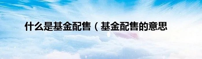 什么是基金配售(基金配售的意思