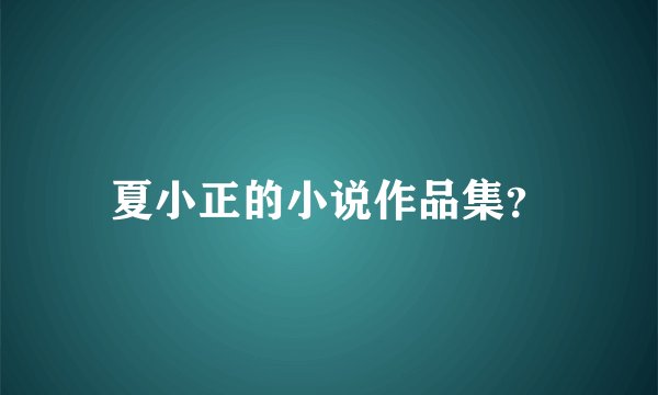 夏小正的小说作品集？