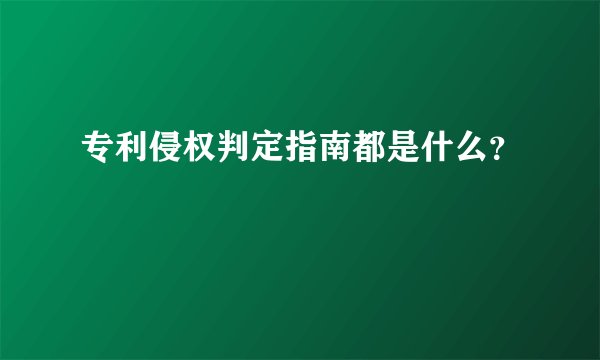 专利侵权判定指南都是什么?
