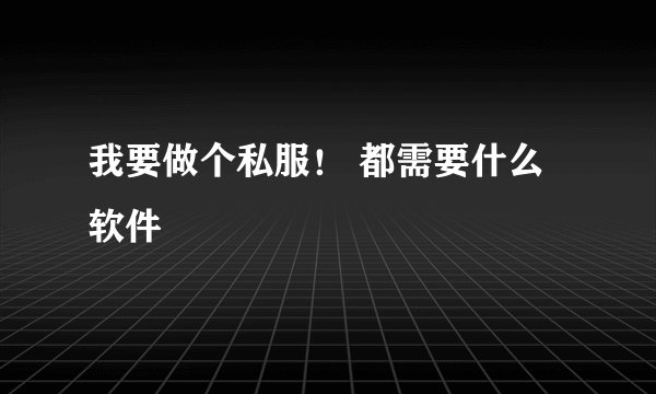 我要做个私服！ 都需要什么软件