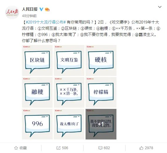 2019年十大流行语出炉 哪些你经常挂在嘴边流行词？