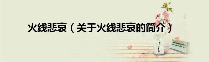 火线悲哀（关于火线悲哀的简介）