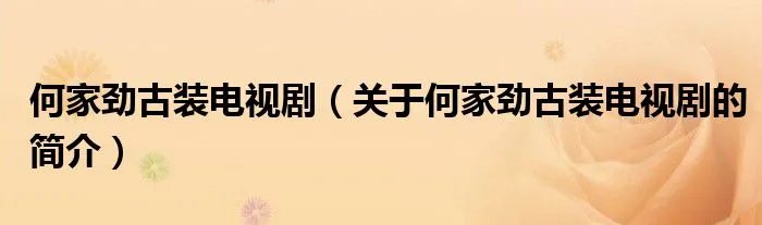 何家劲古装电视剧（关于何家劲古装电视剧的简介）