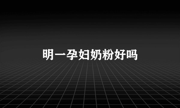 明一孕妇奶粉好吗