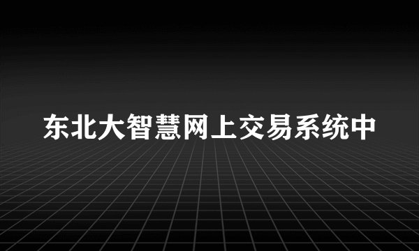 东北大智慧网上交易系统中