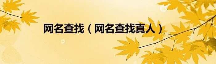 网名查找（网名查找真人）