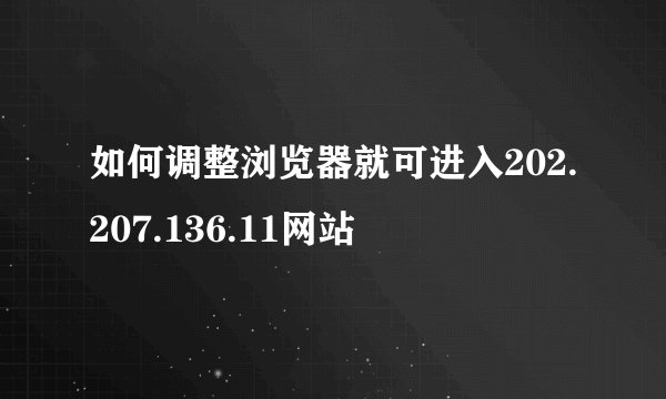 如何调整浏览器就可进入202.207.136.11网站