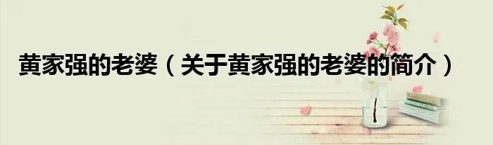 黄家强的老婆（关于黄家强的老婆的简介）