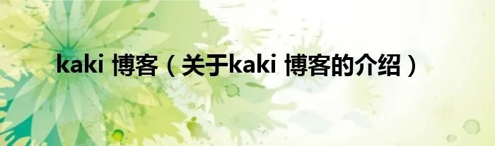 kaki 博客（关于kaki 博客的介绍）