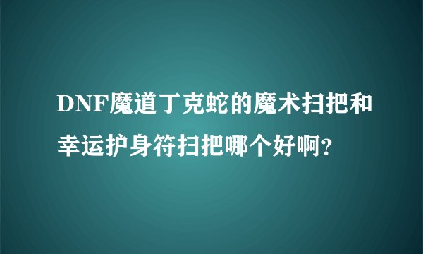 DNF魔道丁克蛇的魔术扫把和幸运护身符扫把哪个好啊？