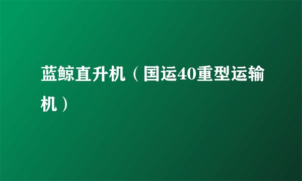 蓝鲸直升机（国运40重型运输机）