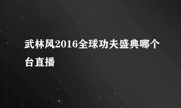 武林风2016全球功夫盛典哪个台直播