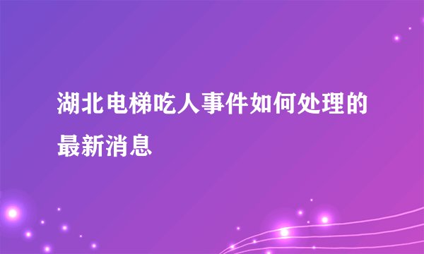 湖北电梯吃人事件如何处理的最新消息