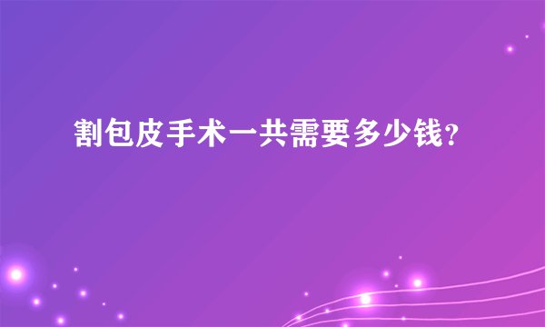 割包皮手术一共需要多少钱？