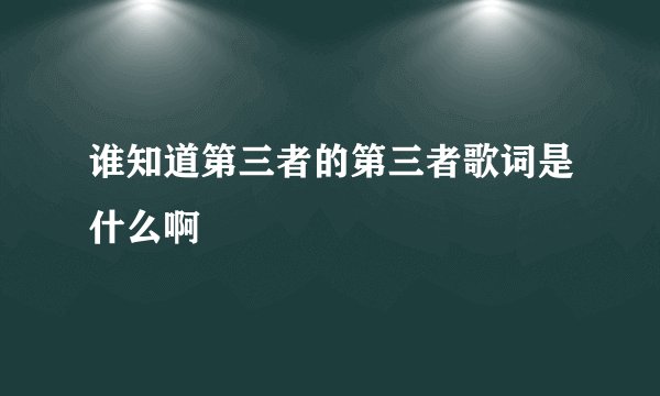 谁知道第三者的第三者歌词是什么啊