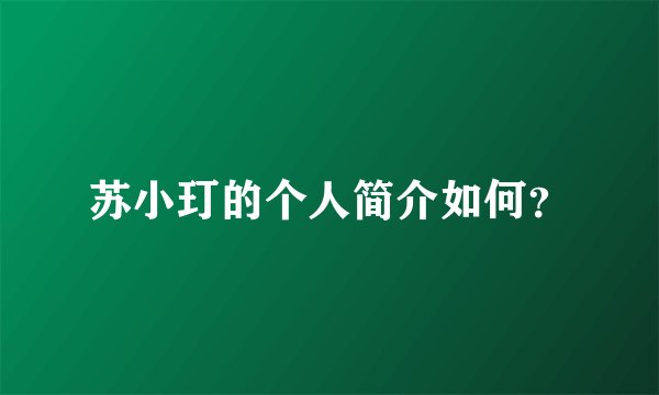 苏小玎的个人简介如何？