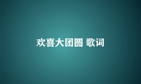 欢喜大团圆 歌词