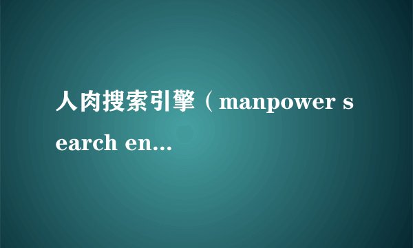 人肉搜索引擎(manpower search engine