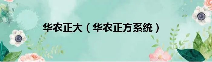 华农正大（华农正方系统）