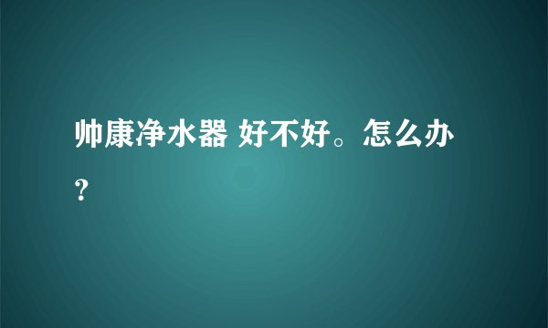 帅康净水器 好不好。怎么办？