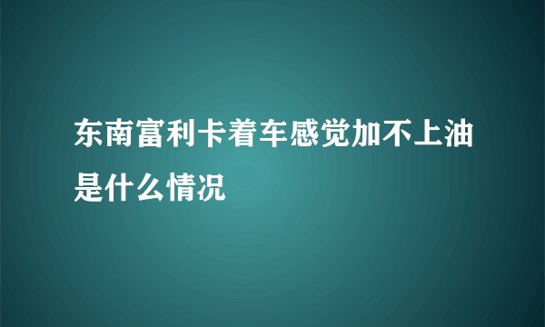 东南富利卡着车感觉加不上油是什么情况