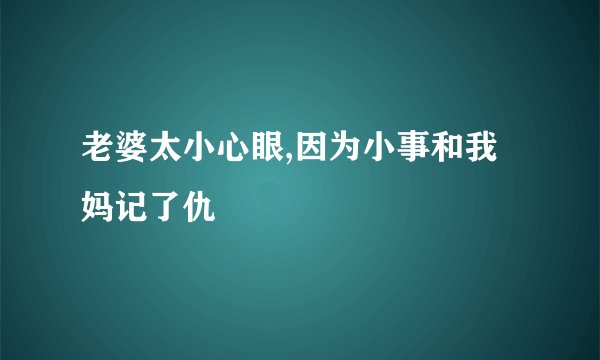 老婆太小心眼,因为小事和我妈记了仇