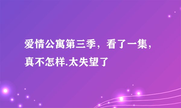 爱情公寓第三季，看了一集，真不怎样.太失望了