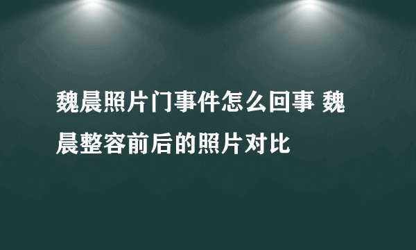 魏晨照片门事件怎么回事 魏晨整容前后的照片对比