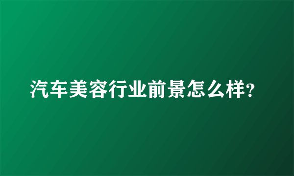 汽车美容行业前景怎么样?