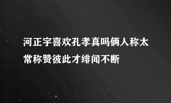 河正宇喜欢孔孝真吗俩人称太常称赞彼此才绯闻不断