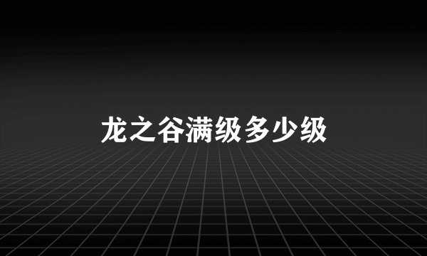 龙之谷满级多少级